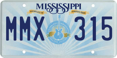 MS license plate MMX315