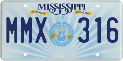 MS license plate MMX316