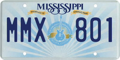 MS license plate MMX801
