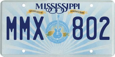 MS license plate MMX802