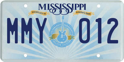 MS license plate MMY012