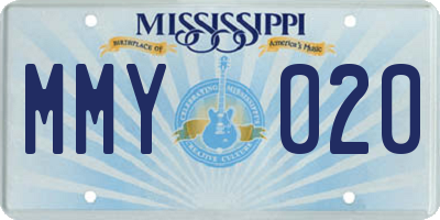 MS license plate MMY020