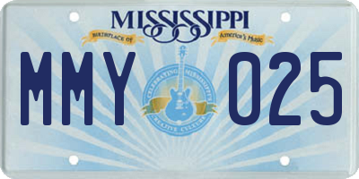 MS license plate MMY025