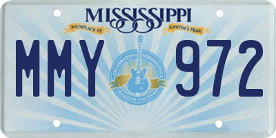 MS license plate MMY972