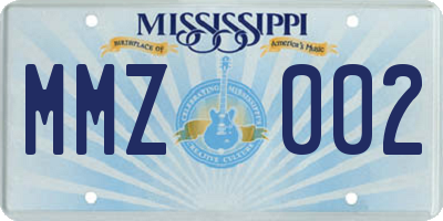MS license plate MMZ002