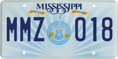 MS license plate MMZ018