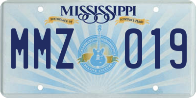 MS license plate MMZ019
