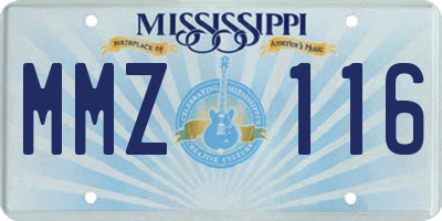 MS license plate MMZ116