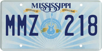 MS license plate MMZ218