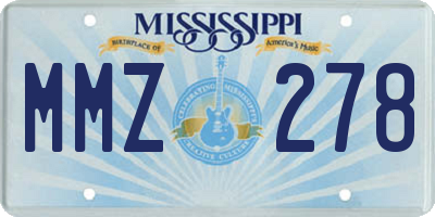 MS license plate MMZ278