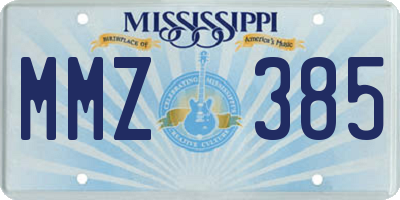 MS license plate MMZ385