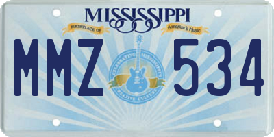 MS license plate MMZ534