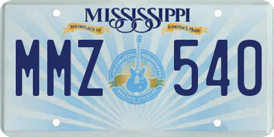 MS license plate MMZ540