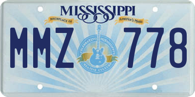 MS license plate MMZ778
