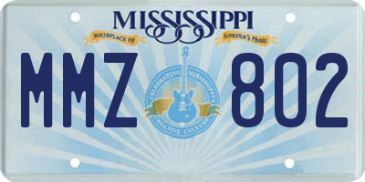 MS license plate MMZ802