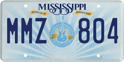 MS license plate MMZ804