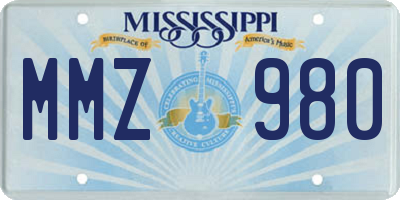 MS license plate MMZ980