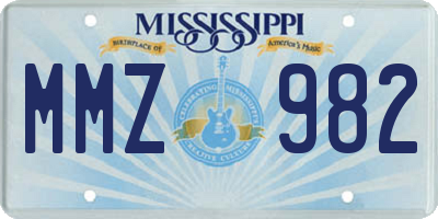 MS license plate MMZ982