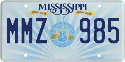 MS license plate MMZ985