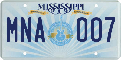MS license plate MNA007