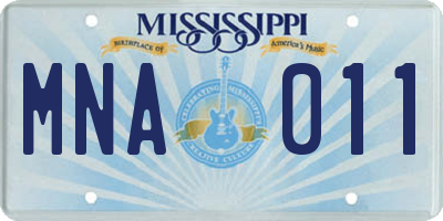 MS license plate MNA011