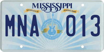 MS license plate MNA013