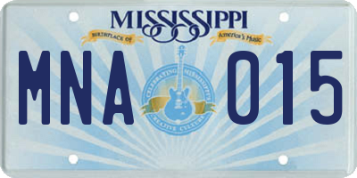 MS license plate MNA015