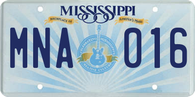 MS license plate MNA016