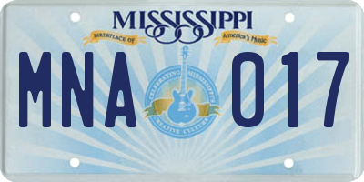 MS license plate MNA017