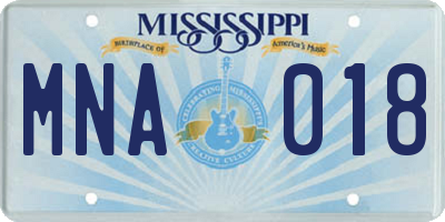 MS license plate MNA018