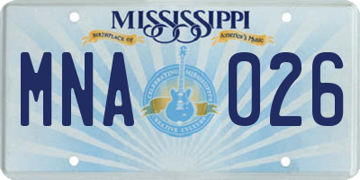 MS license plate MNA026