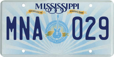 MS license plate MNA029