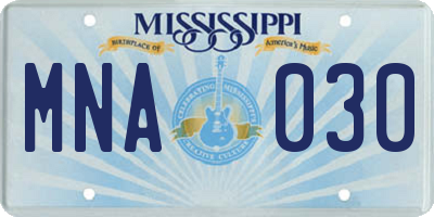 MS license plate MNA030