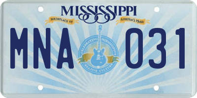 MS license plate MNA031