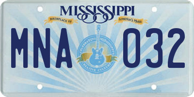 MS license plate MNA032