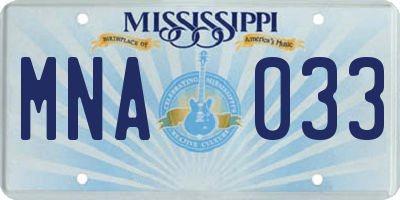 MS license plate MNA033