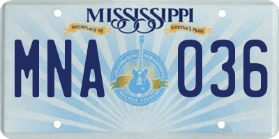 MS license plate MNA036