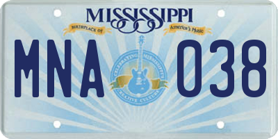 MS license plate MNA038
