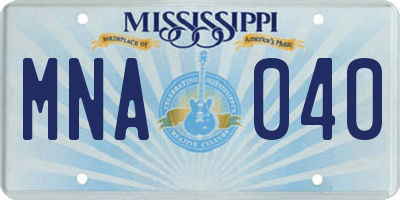 MS license plate MNA040