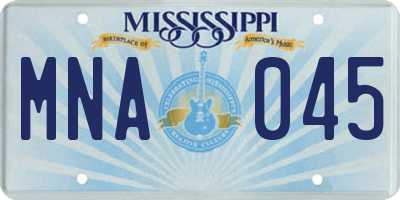 MS license plate MNA045