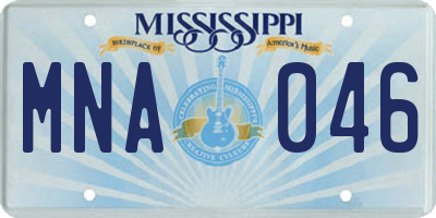 MS license plate MNA046