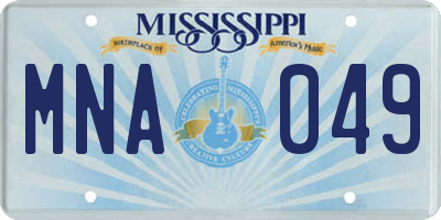 MS license plate MNA049