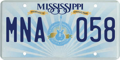 MS license plate MNA058