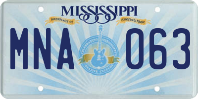 MS license plate MNA063