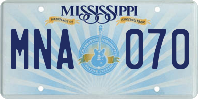 MS license plate MNA070