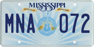 MS license plate MNA072