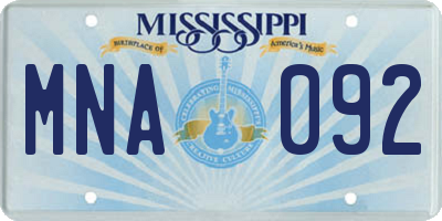 MS license plate MNA092