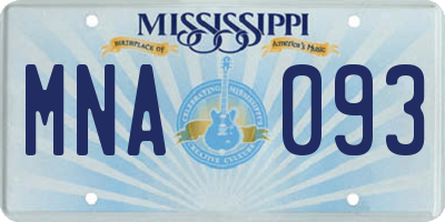 MS license plate MNA093