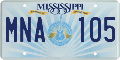 MS license plate MNA105
