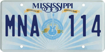 MS license plate MNA114